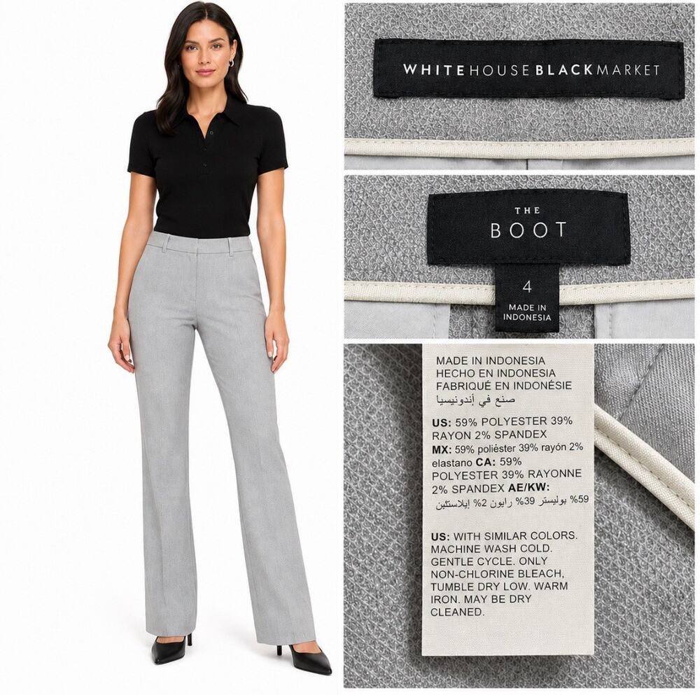 Career Slack White House Black Market Boot Trousers Size 4 Gray Office Wear